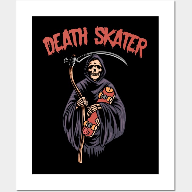 Death Skater Skate Or Die Scary Halloween Wall Art by Step Into Art